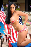 Solo model Audrey Bitoni works free of a bikini outdoors by the pool