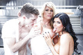 Reality pornstars Charisma Cappelli and Romi Rain fucking a younger guy