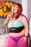 Redhead BBW Kitty McPherson strips off her cosplay outfit to pose nude