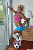 Latina cutie Desiree Lopez is showing off in her blue shorts