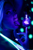 Babes with stunning faces Samantha Saint and Kaylani Lei in blue light room