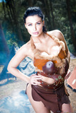 Brunette babe Aletta Ocean striking naughty poses outdoors in cosplay getup