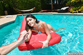 Latina teenager Kylie Sinner taking ass fucking outdoors beside pool